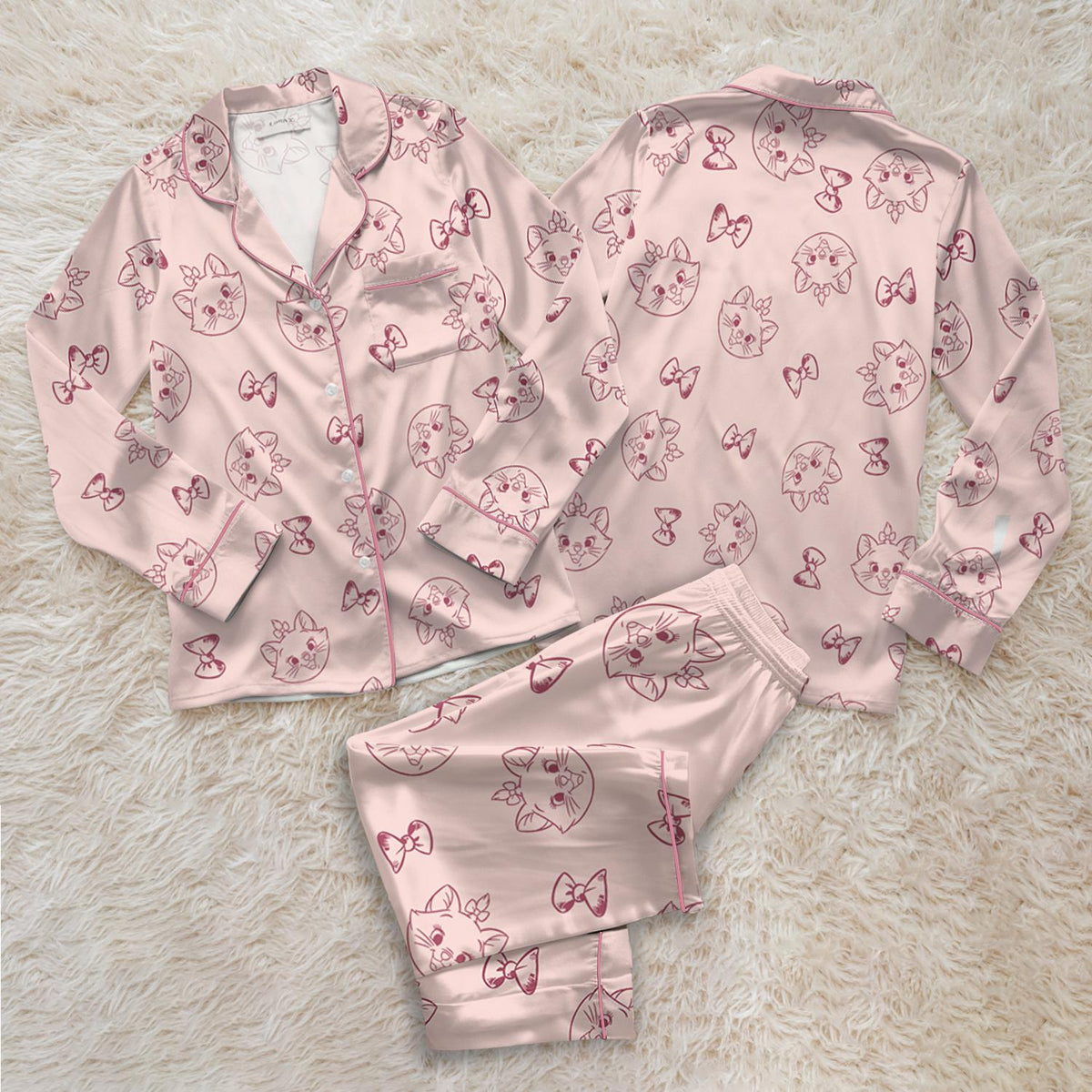 Disney The Aristocats Satin Pajamas Set, Hello Since 1970 Pjs, Magic Kingdom Outfit, Disney Marie Cat Sleepover