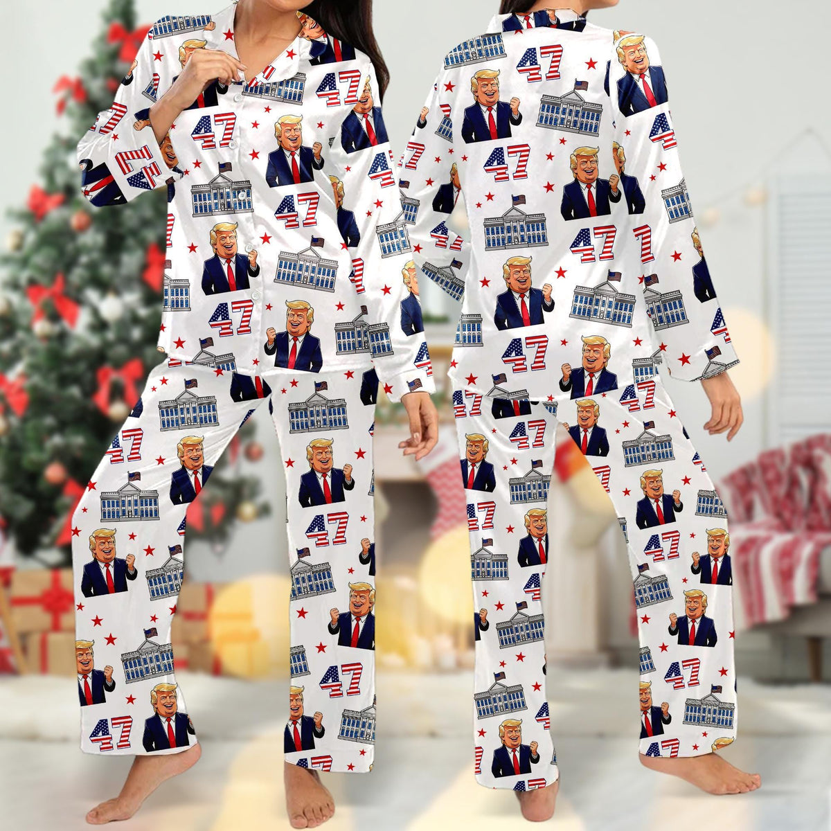Donald Trump Unisex Pajama, Patriotic Pajamas, Dancing Trump Pajamas, Trump 45 47 Pajama, President Trump Pajamas, Trump Vance 2024