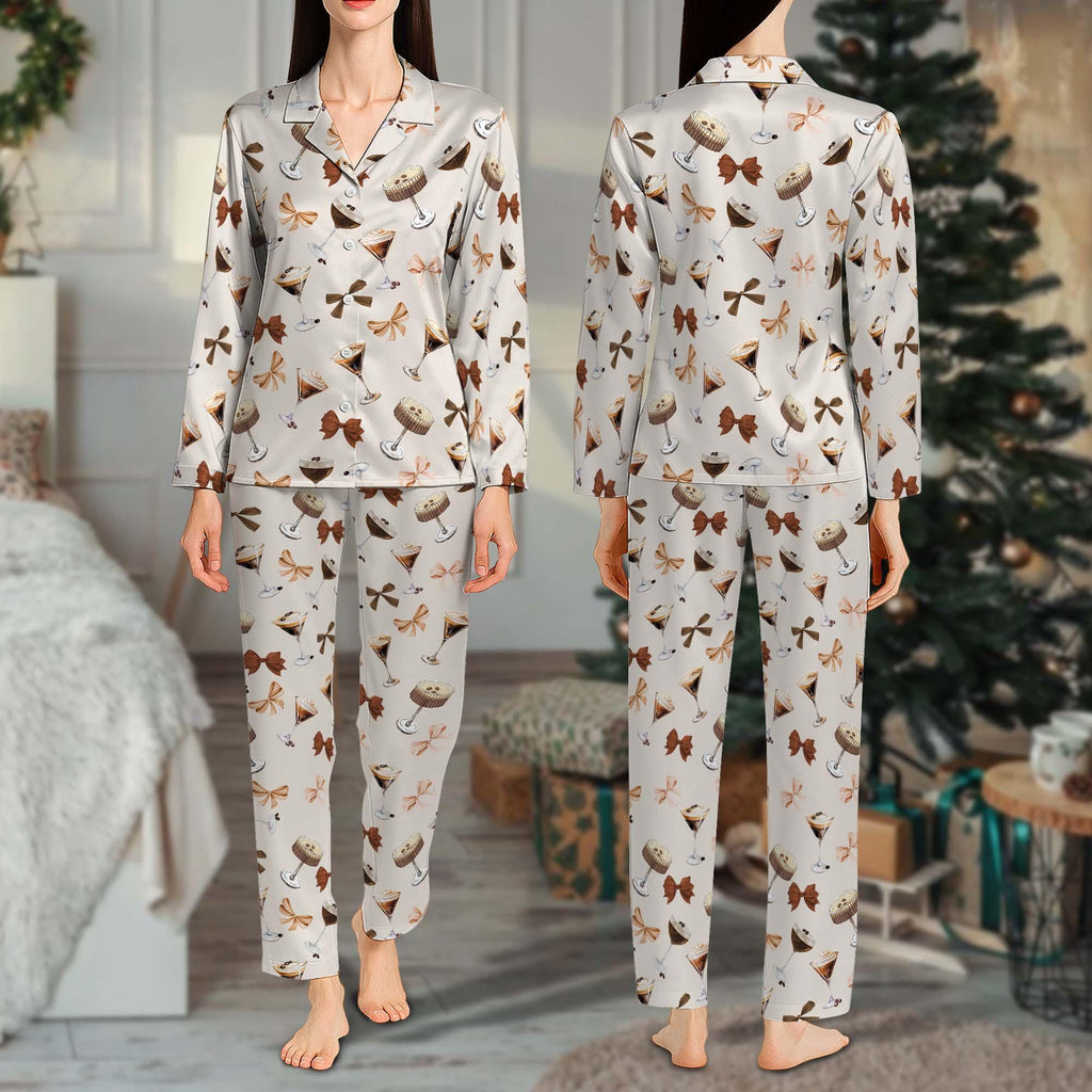 Espresso Martini Cocktail Club Pajama Set, Coquette Espresso Martini Cozy Pajama, Cocktail Lover Pjs Gift, Espresso Martini Social Club Pjs