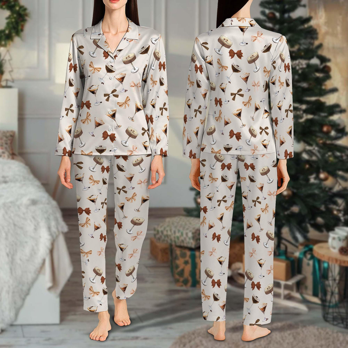 Espresso Martini Cocktail Club Pajama Set, Coquette Espresso Martini Cozy Pajama, Cocktail Lover Pjs Gift, Espresso Martini Social Club Pjs
