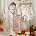 Cute Rabbit Satin Pajamas Set, Rabbits Pajamas, Women Pajamas, Cozy Fall Aesthetic Pajamas, Nature Lovers Pjs, Cute Animal Pjs, Family Pjs