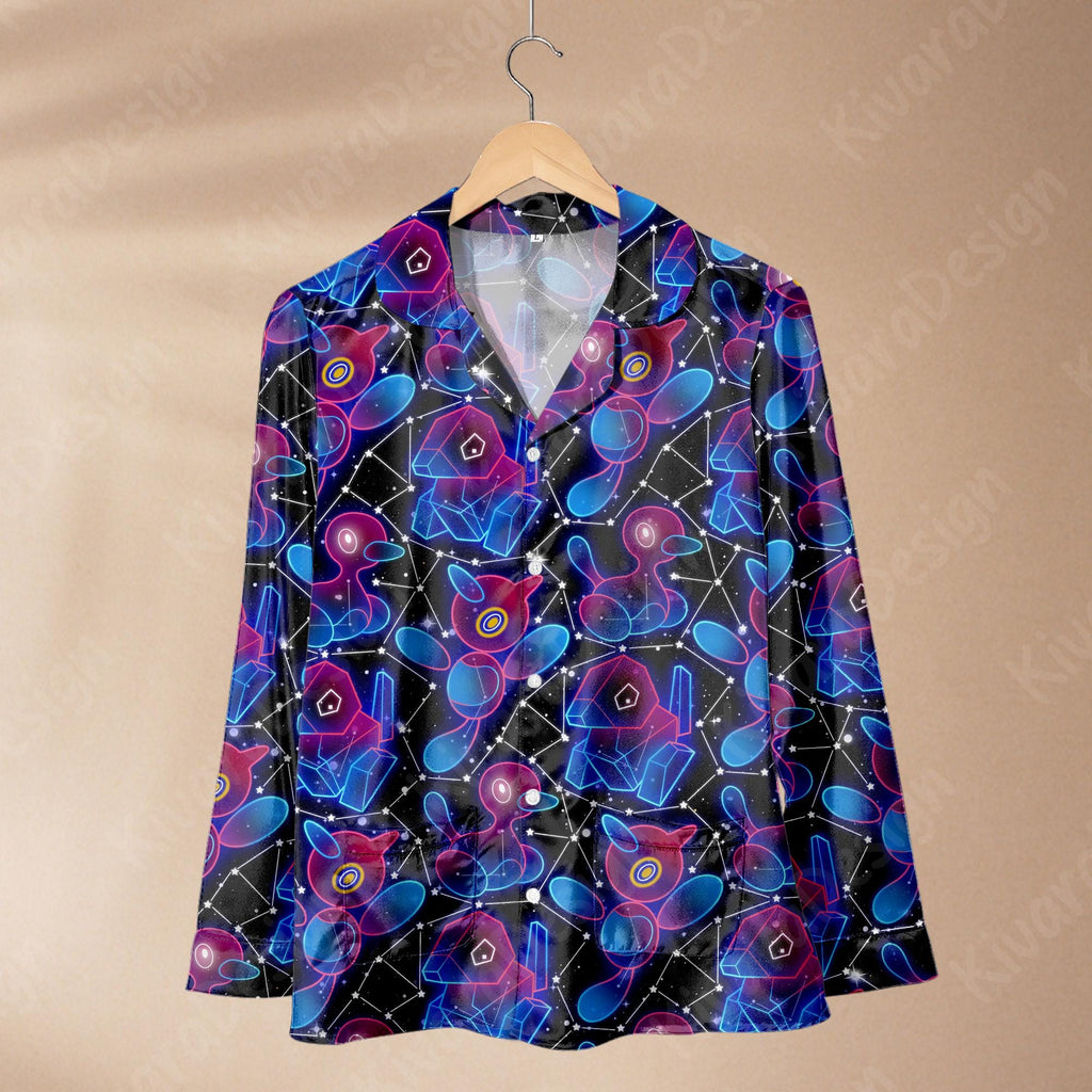 Porygon Mystic Pajama Set Anime Loungewear - Comfortable Video Game Cosmic Digital Sleepwear for Fans