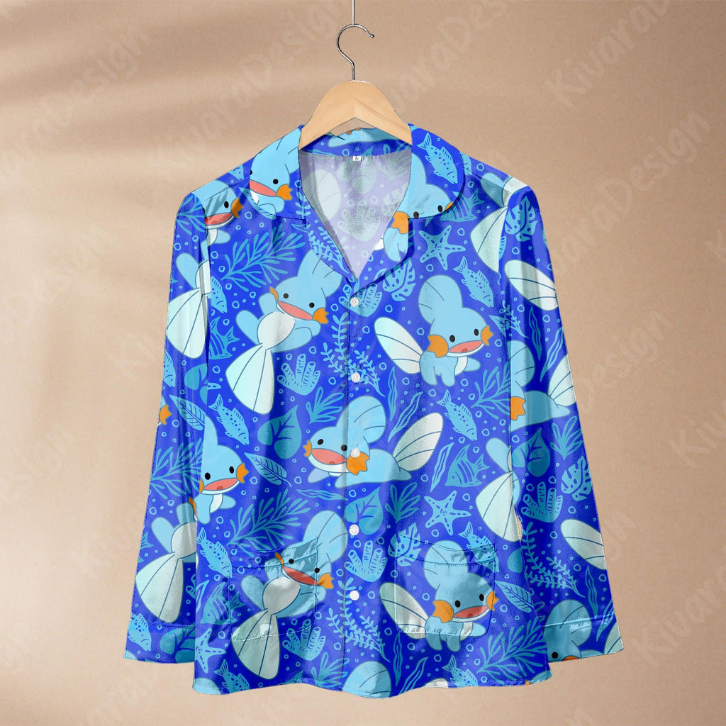 Mudkip Pajama Set Anime Inspired Sleepwear Cosplay Kawaii Loungewear Gift for Anime Fans