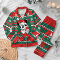 Disney Mickey Mouse Ugly Christmas Satin Pajamas Set, Mickey's Very Merry Christmas Pajamas, Disneyland Xmas Pjs