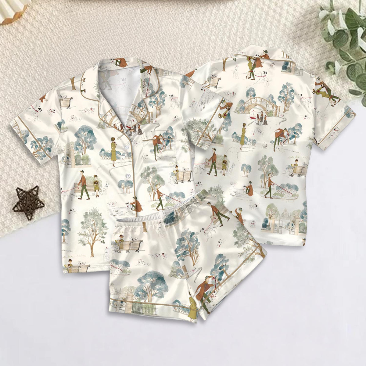 Disney 101 Dalmatians Breeze Blue Satin Pajamas Set, Perdita And Pongo 101 Dalmatians Pajamas, Magic Kingdom Pajamas