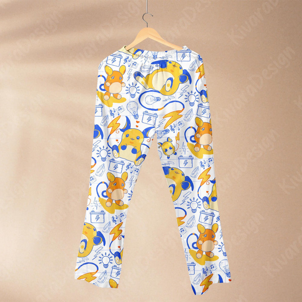 Raichu Pajamas Set Kawaii Loungewear, Soft Pastel Adult Pajamas, Anime Pajamas, Cosplay Sleepwear Gift for Fans