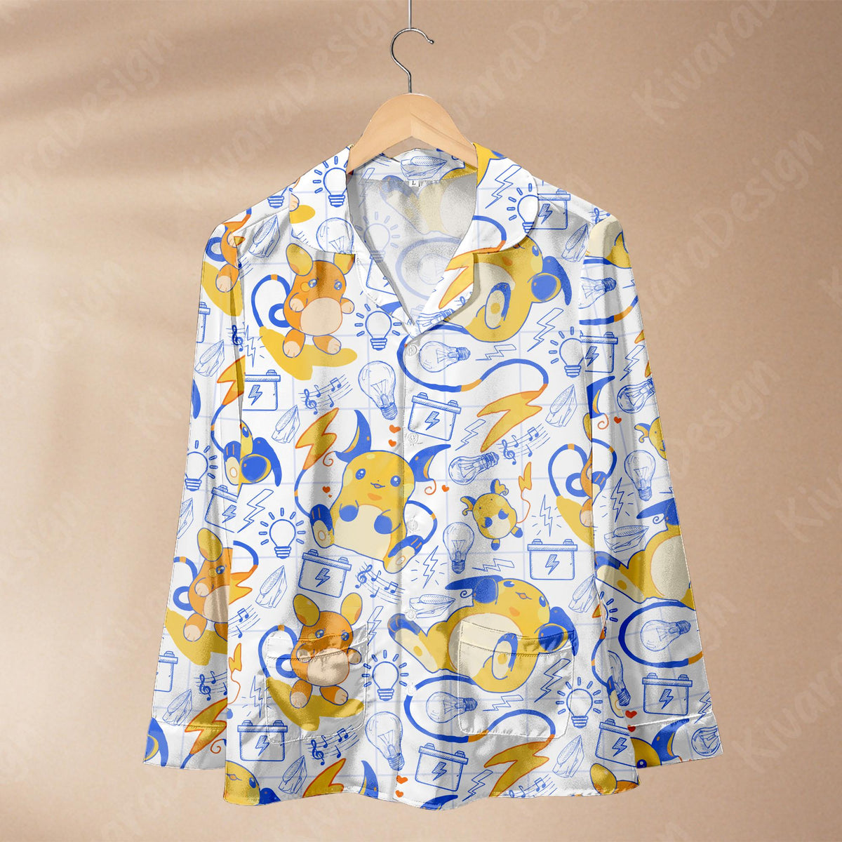 Raichu Pajamas Set Kawaii Loungewear, Soft Pastel Adult Pajamas, Anime Pajamas, Cosplay Sleepwear Gift for Fans