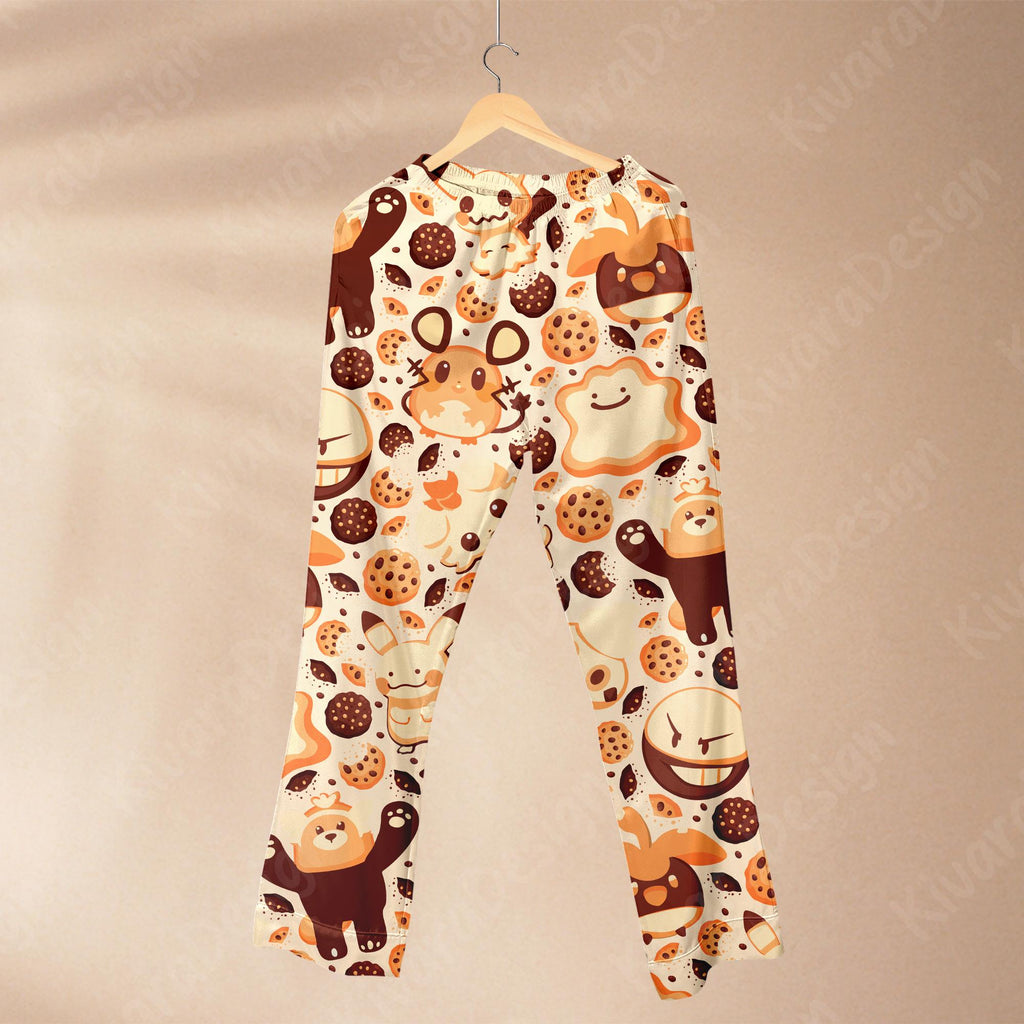 Anime Chip Cookies Pajama Set, Cookies Sleepwear Soft Polyester Pajamas Loungewear for Fans