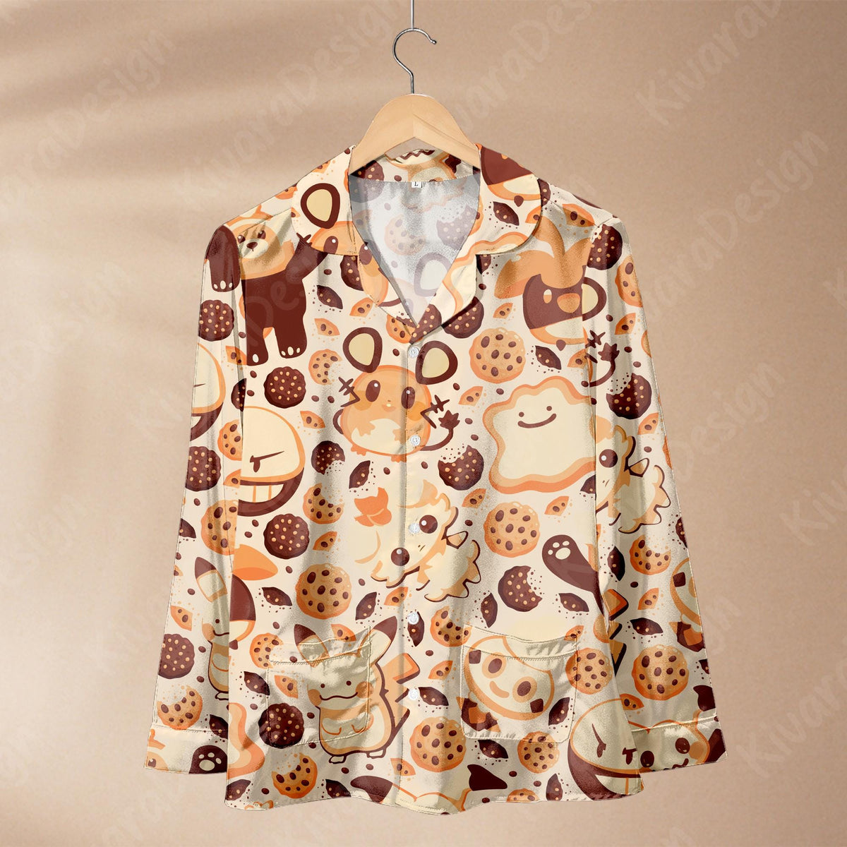 Anime Chip Cookies Pajama Set, Cookies Sleepwear Soft Polyester Pajamas Loungewear for Fans
