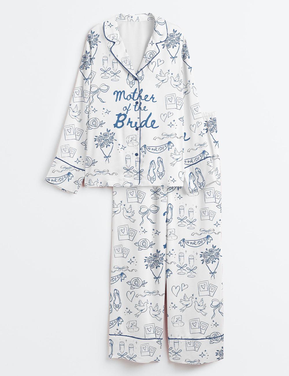 Mother Of The Bride Satin Pajam, Going To The Chapel Getting Ready Wedding Party Print Short Sleeve Pajama Set, Christmas Shirt Women Gifts