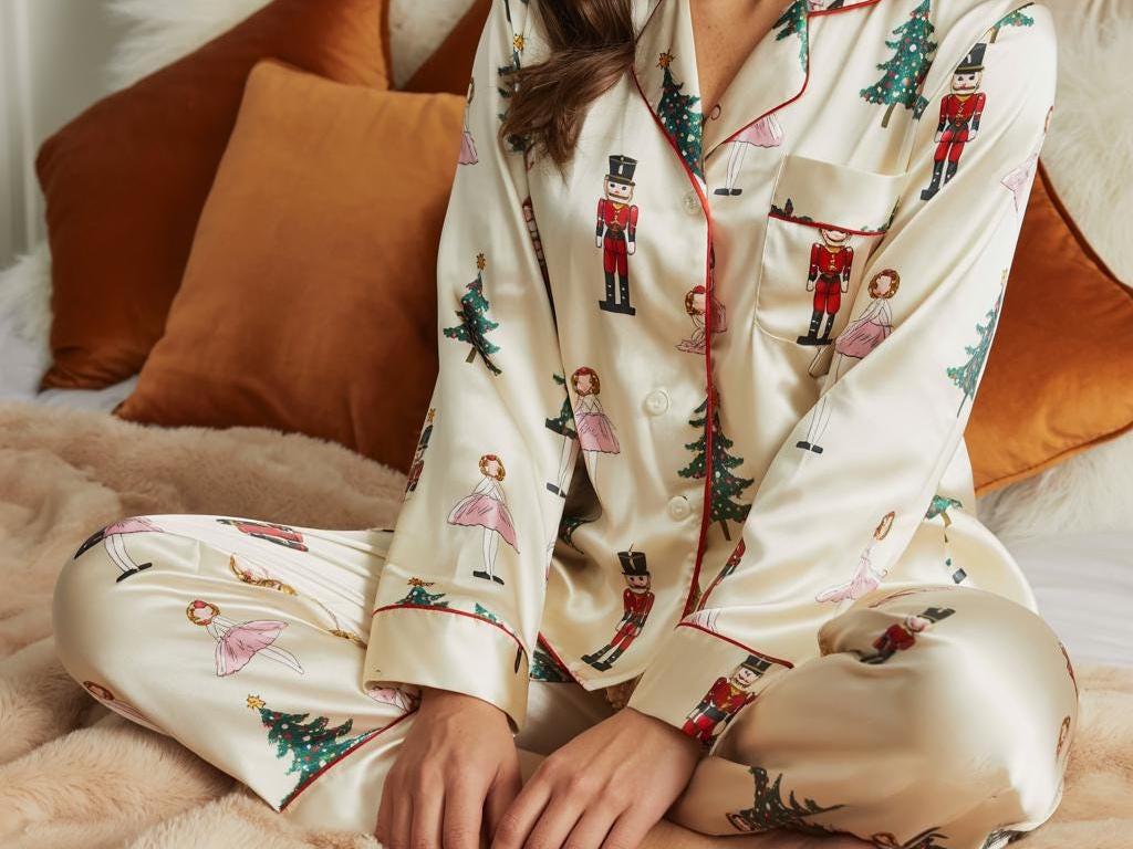 Nutcracker Ballet Satin Pajamas Set, Christmas Pajamas, Christmas Nutcracker Pajamas, Nutcracker Pajamas, Family Christmas Cozy Season Pjs