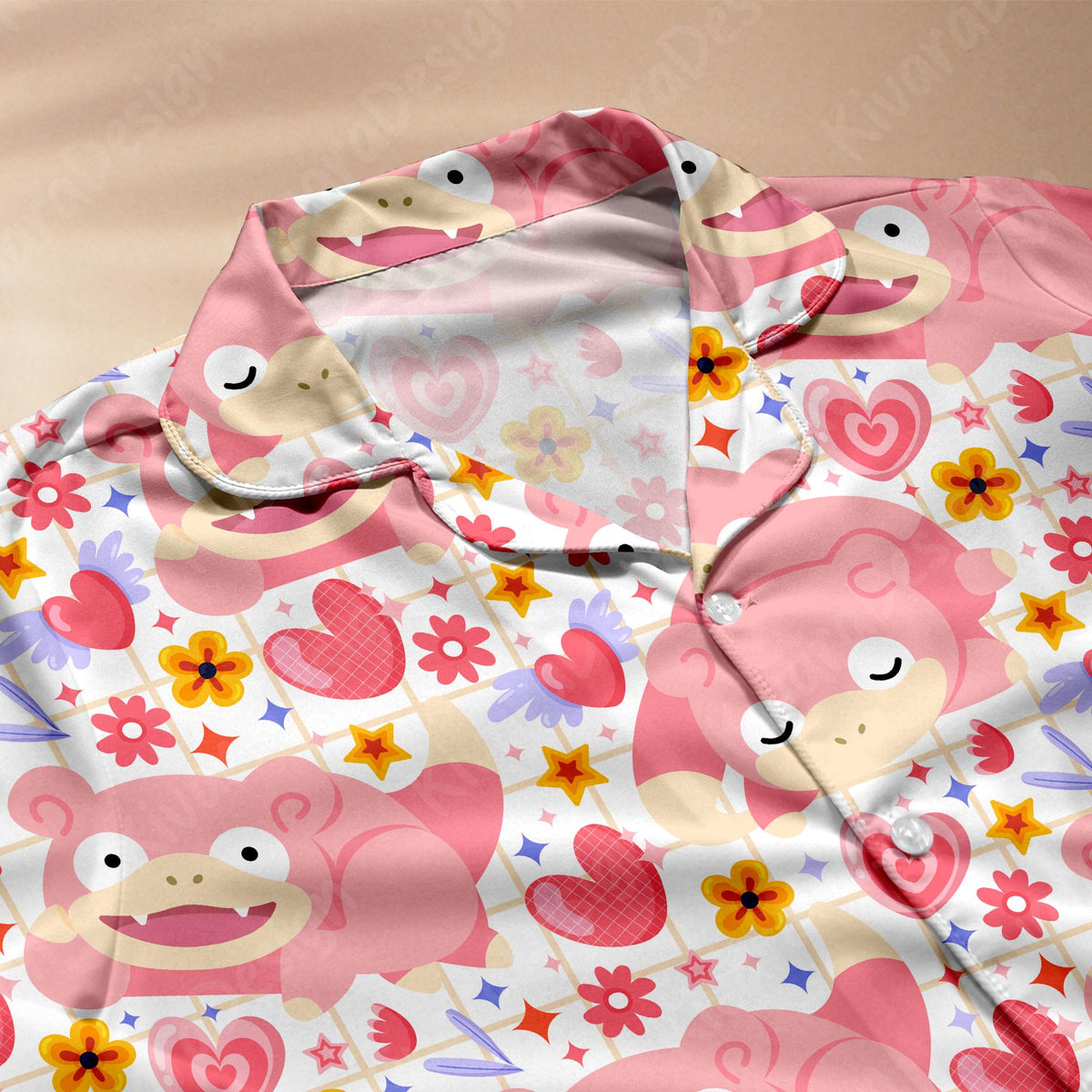 Slowpoke Relaxed Pajama Set, Cute Anime Kawaii Loungewear, Polyester Sleepwear Gift for Fans, Cozy Cosplay Shirt