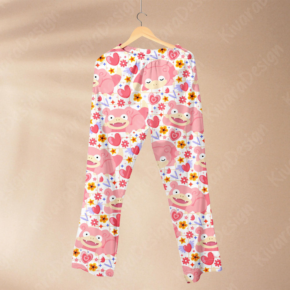 Slowpoke Relaxed Pajama Set, Cute Anime Kawaii Loungewear, Polyester Sleepwear Gift for Fans, Cozy Cosplay Shirt