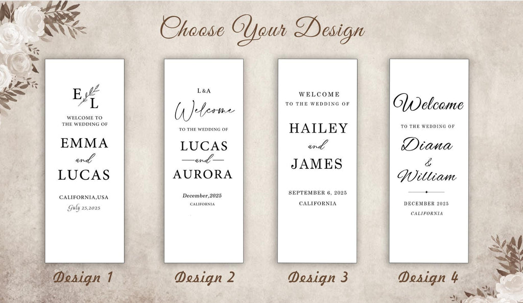 Custom Wedding Welcome Sign | Personalized Fabric Linen Banner for Ceremony or Reception Entrance | Rustic Modern Wedding Decoration