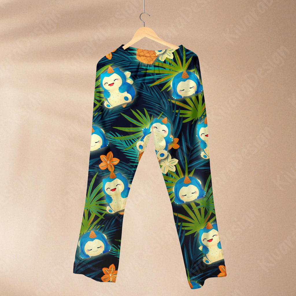 Snorly Lax Pajama Set, Cute Snorlax Sleepwear, Soft Polyester Pajamas, Anime Loungewear for Fans