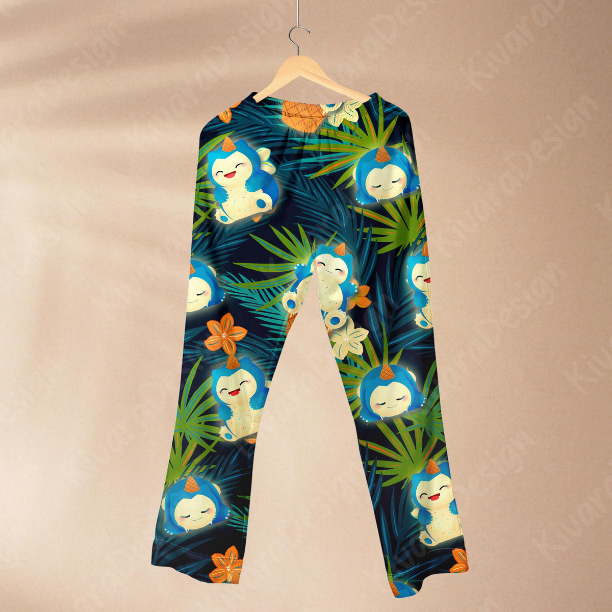 Snorly Lax Pajama Set, Cute Snorlax Sleepwear, Soft Polyester Pajamas, Anime Loungewear for Fans