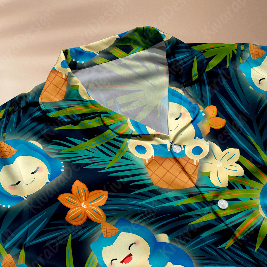 Snorly Lax Pajama Set, Cute Snorlax Sleepwear, Soft Polyester Pajamas, Anime Loungewear for Fans