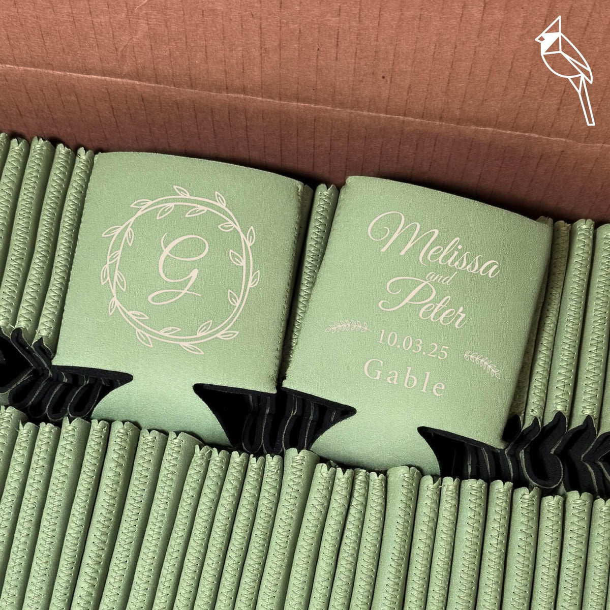 Custom Wedding Neoprene Can Cooler | Personalized Names, Last Name & Date
