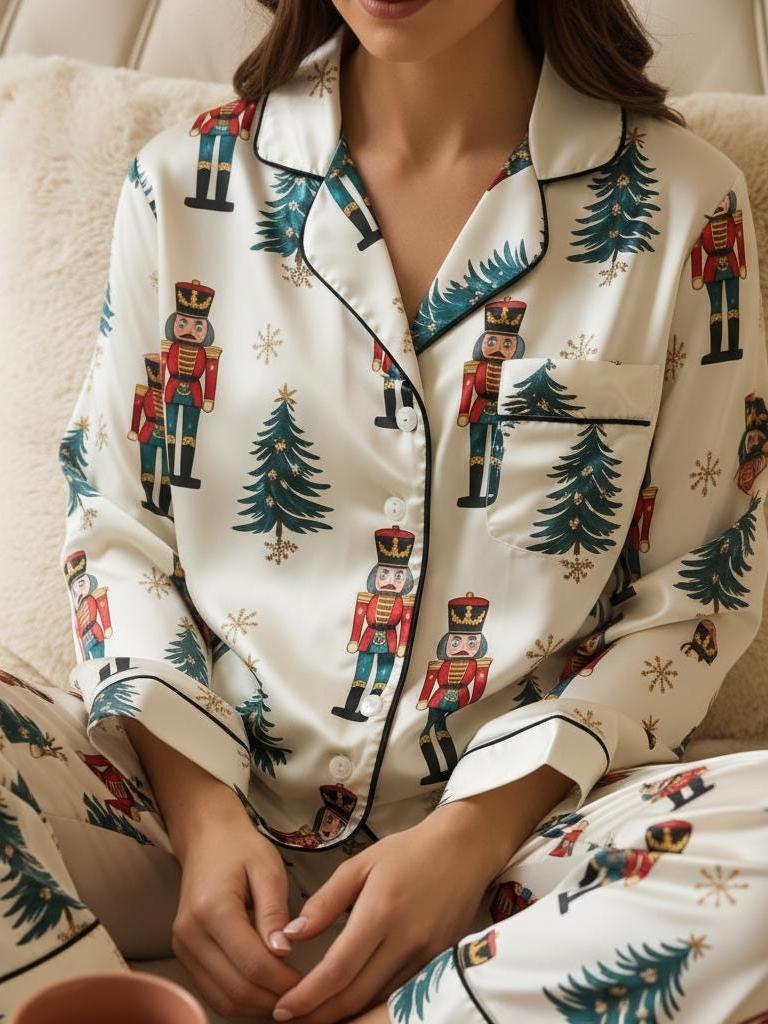 Nutcracker Christmas Satin Pajamas Set, Christmas Nutcracker Pajama, Nutcracker Pajamas, Christmas Pajamas, Family Christmas Cozy Season Pjs