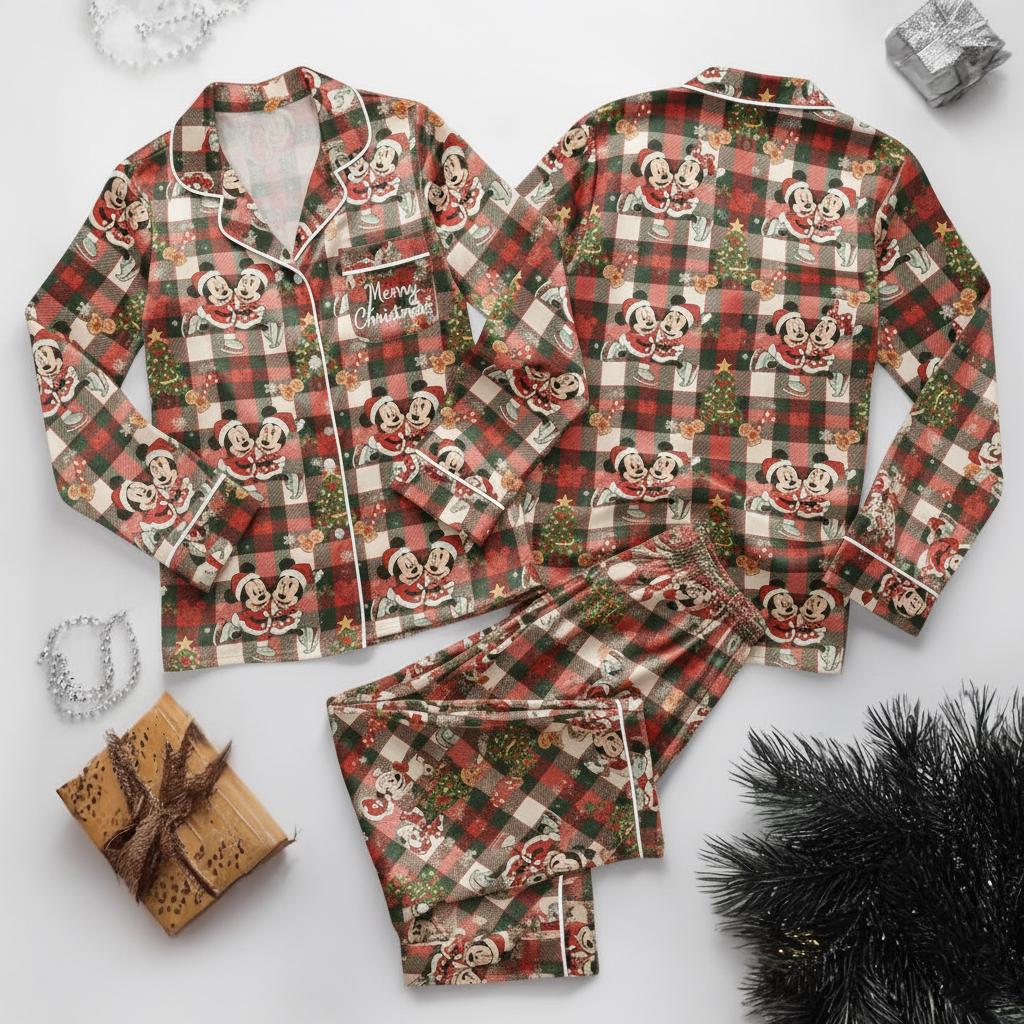 Mickey Minnie Christmas Satin Pajamas Set, Mickey's Very Merry Christmas Party Pajamas, Disney Christmas Pajamas, Family Matching Pjs