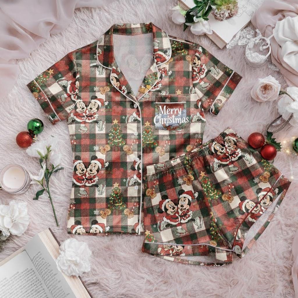 Mickey Minnie Christmas Satin Pajamas Set, Mickey's Very Merry Christmas Party Pajamas, Disney Christmas Pajamas, Family Matching Pjs