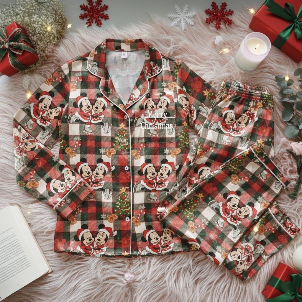 Mickey Minnie Christmas Satin Pajamas Set, Mickey's Very Merry Christmas Party Pajamas, Disney Christmas Pajamas, Family Matching Pjs