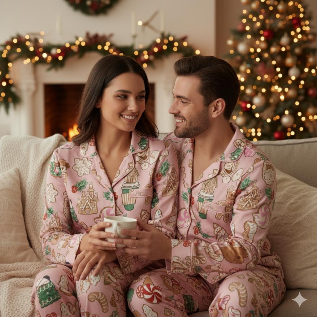 Disney Gingerbread Bakery Christmas Satin Pajamas Set, Mickey Minnie Christmas Pajama, Gingerbread Christmas Sleepwear, Family Christmas Pjs