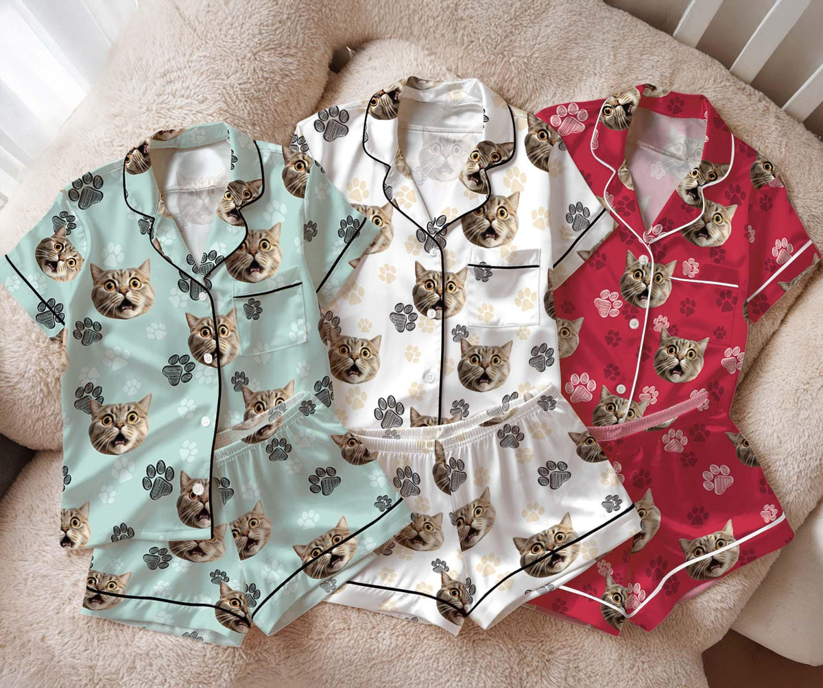 Custom Face Pajamas, Personalized Pet Photo Pajama Set, Dog Cat Pajamas, Men Women Kid Pajamas, Party Pjs, Christmas Pajamas for Pet Lover