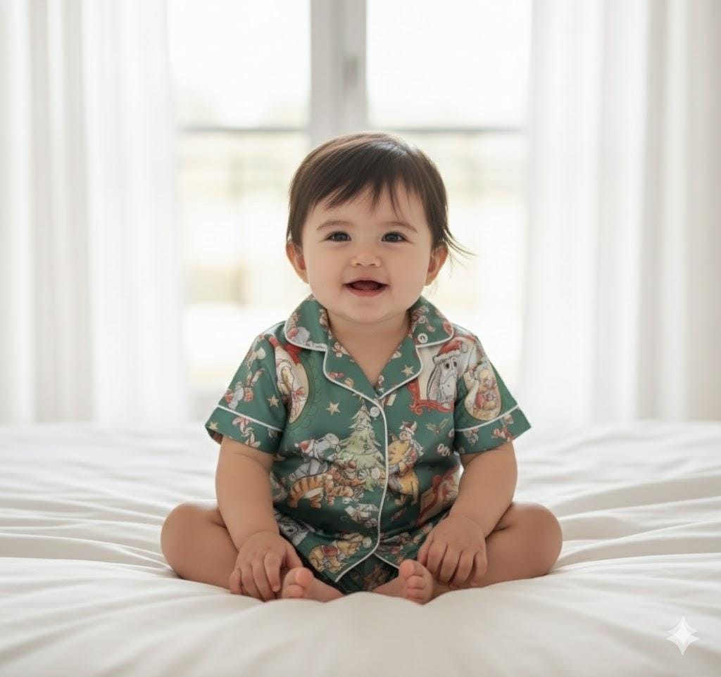 Coquette Disney Winnie The Pooh Christmas Satin Pajamas Set, Pooh And Friends Pajamas, Family Matching Pajamas, Disney Christmas Pajamas