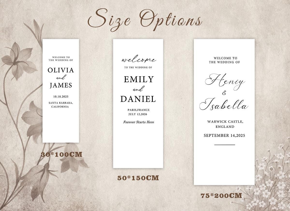 Modern Wedding Welcome Sign | Custom Linen Fabric Banner | Minimalist Wedding Decoration | Personalized Ceremony Sign