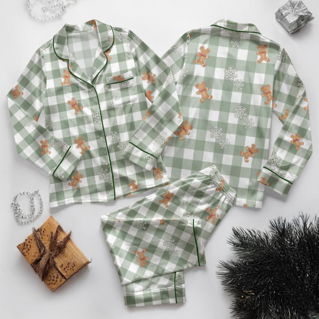 Couqette Disney Gingerbread Bakery Christmas Pajamas, Christmas Plaid Pajamas,Christmas Gift, Gingerbread Christmas Loungewear,Christmas Pjs