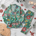 Mickey & Friends Ornament Ball Satin Pajamas Set, Cozy Season Sleepwear, Mickey Christmas Lights Pajamas, WDW Cartoon Pajamas,Disney Pajamas