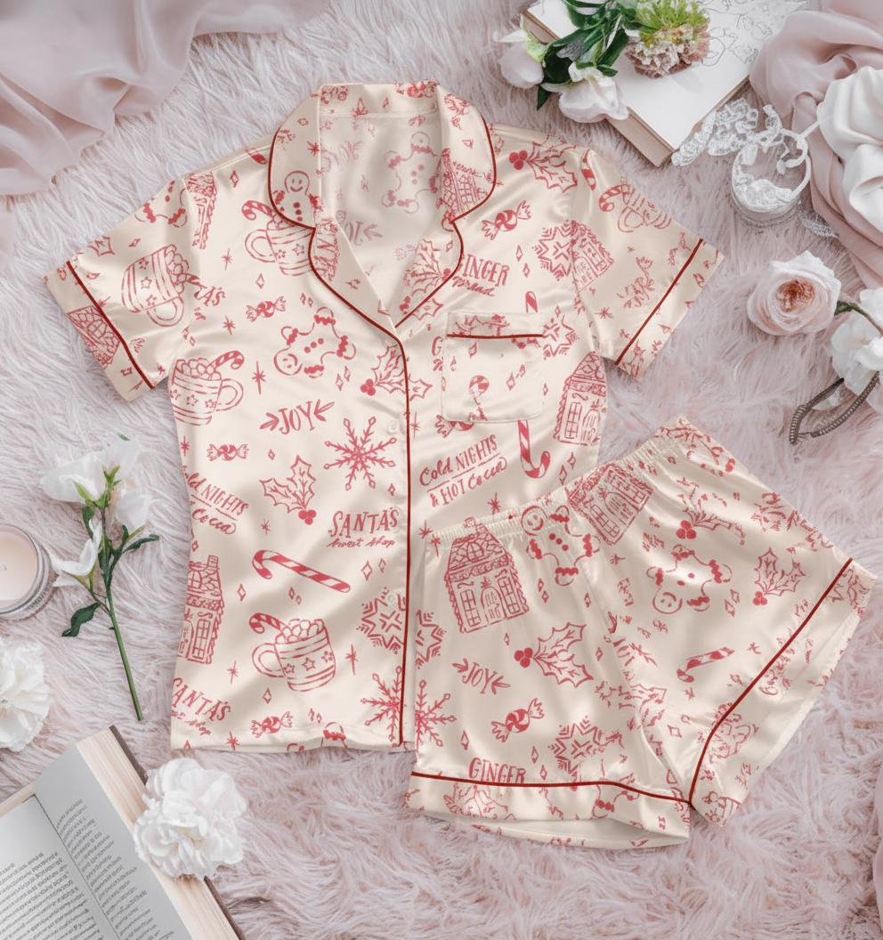 Vintage Christmas Pattern Pajamas Set, Custom Family Holiday Pajamas, Xmas Pajamas Sets, Winter Season Sleepwear, Merry Christmas Pjs