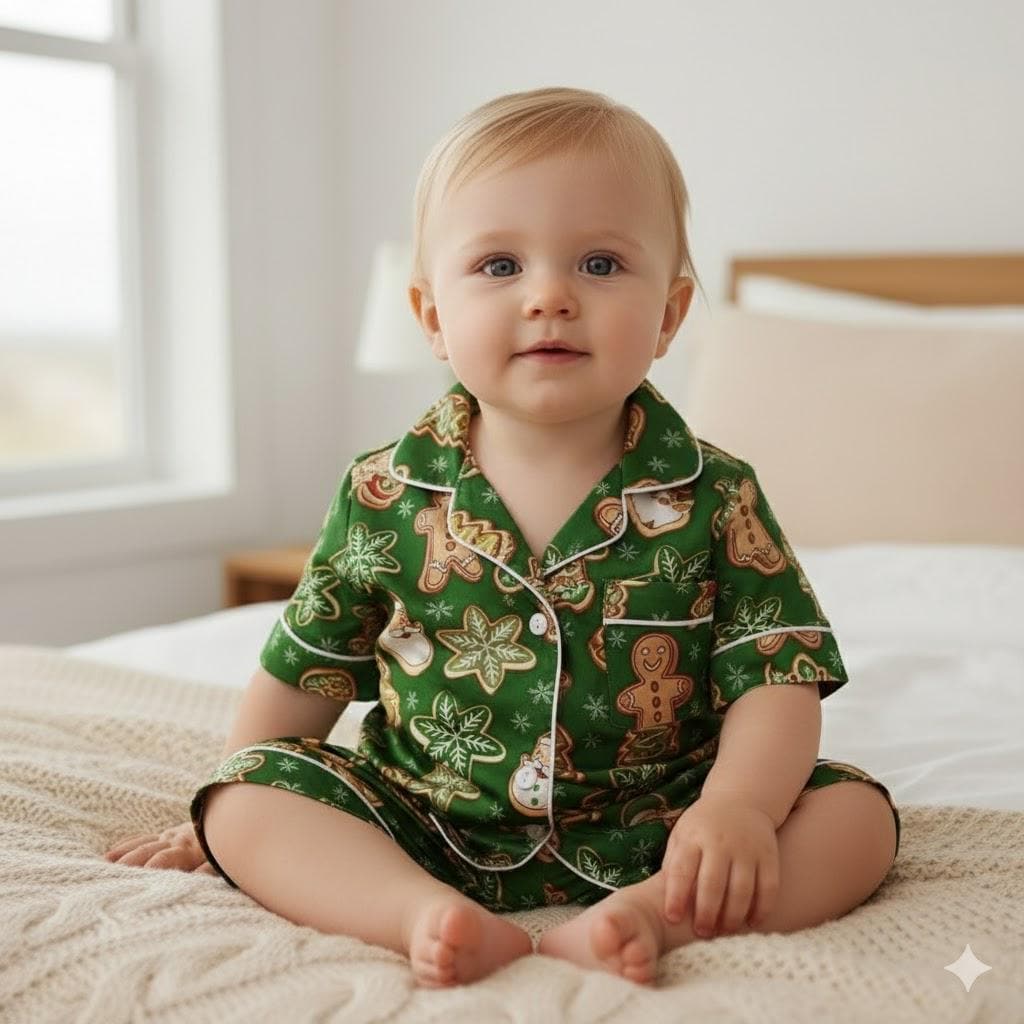 Gingerbread Santa Snowflakes Candy Christmas Satin Pajama Set, Gingerbread Pajama, Santa Claus Pajamas, Family Matching Christmas Pajamas