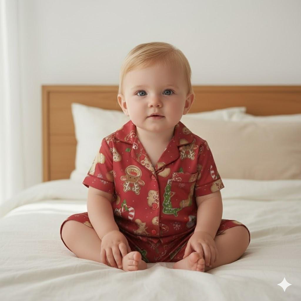 Red Christmas Baking With Gingerbread Cookies Snowman Satin Pajama Set, Gingerbread Pajamas, Xmas Pajamas, Family Matching Christmas Pajamas