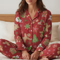 Red Christmas Baking With Gingerbread Cookies Snowman Satin Pajama Set, Gingerbread Pajamas, Xmas Pajamas, Family Matching Christmas Pajamas