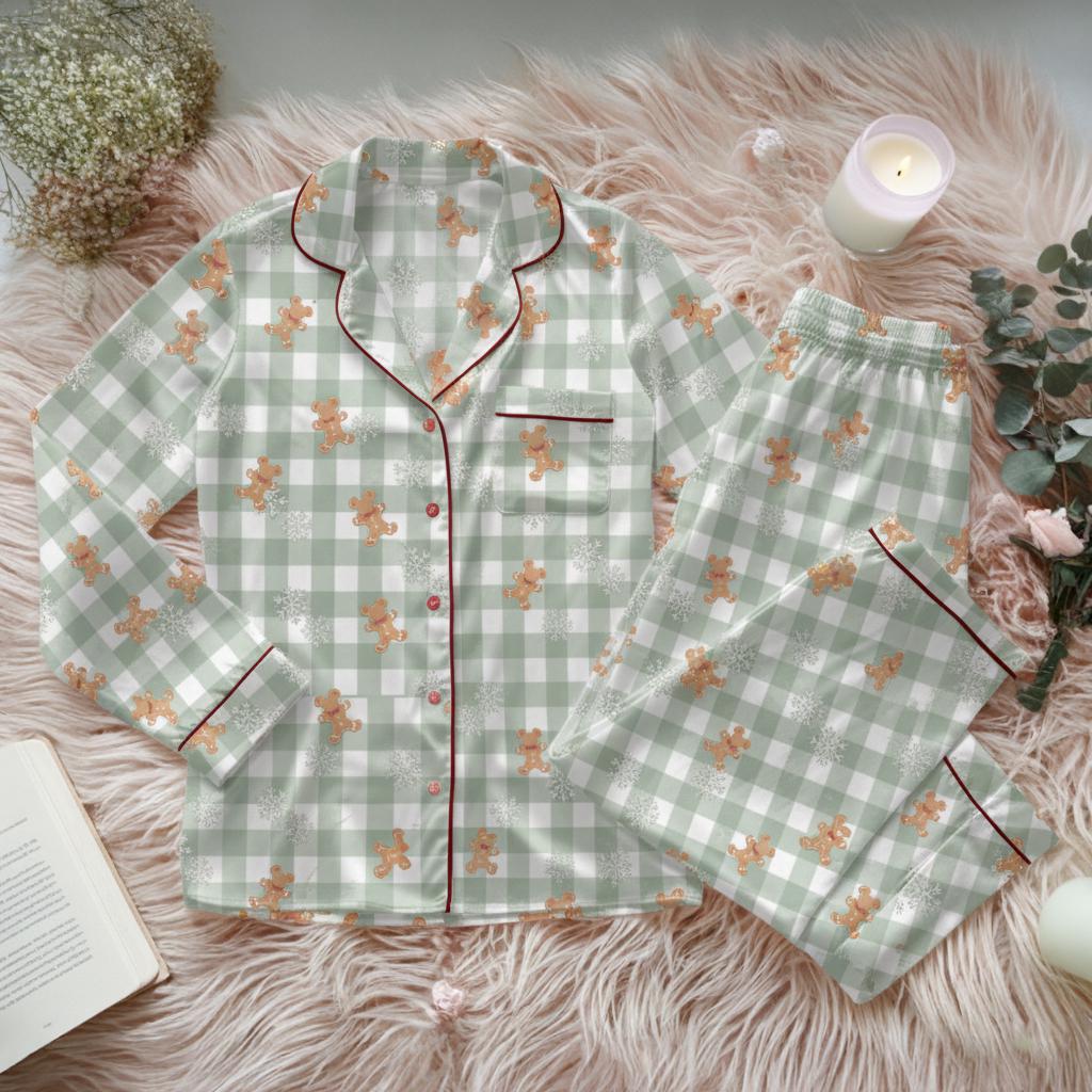 Couqette Disney Gingerbread Bakery Christmas Pajamas, Christmas Plaid Pajamas,Christmas Gift, Gingerbread Christmas Loungewear,Christmas Pjs