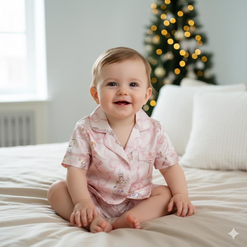 Coquette Nutcracker Ballet Christmas Satin Pajamas Set, Coquette Christmas Pajamas Set, Family Matching Pyjama, Christmas Nutcracker Pajamas
