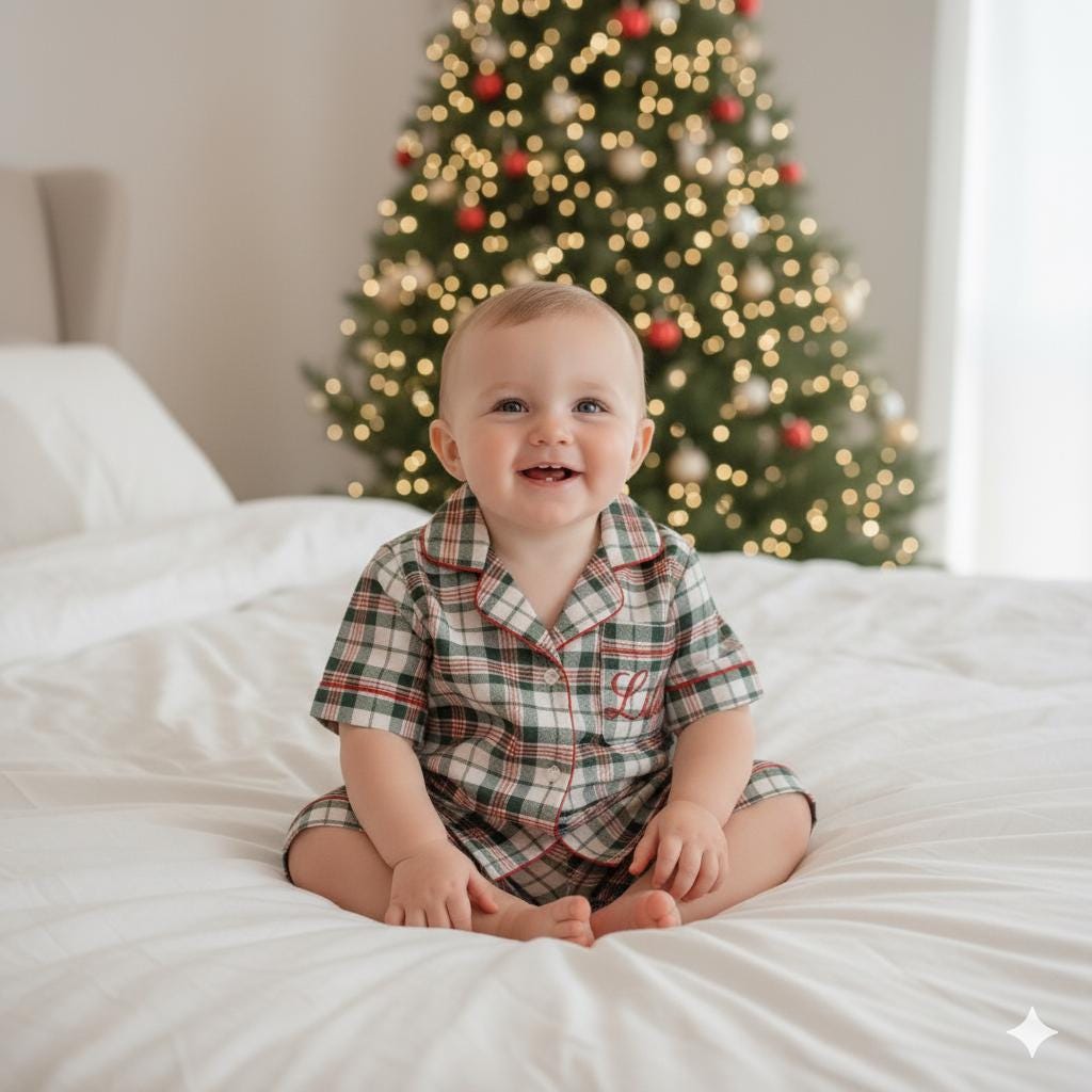 Personalized Name Family Christmas Matching Plaid Satin Pajamas Set, Family Xmas Pajamas, Family Matching Pajamas, Family Christmas Pajamas