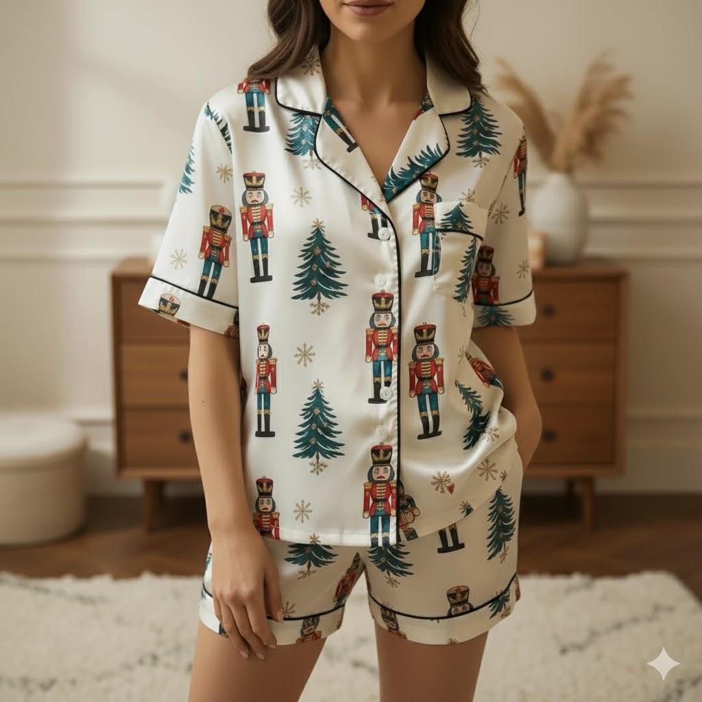 Nutcracker Christmas Satin Pajamas Set, Christmas Nutcracker Pajama, Nutcracker Pajamas, Christmas Pajamas, Family Christmas Cozy Season Pjs