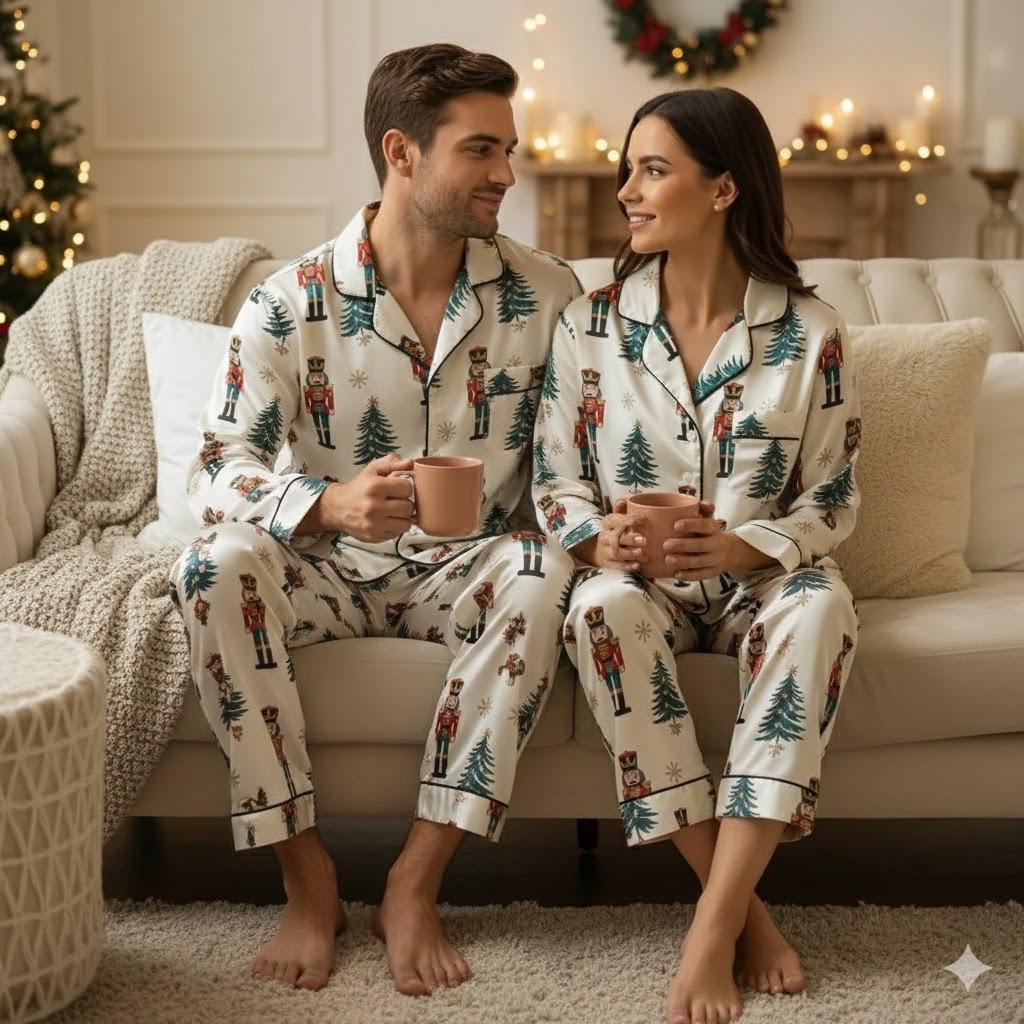 Nutcracker Christmas Satin Pajamas Set, Christmas Nutcracker Pajama, Nutcracker Pajamas, Christmas Pajamas, Family Christmas Cozy Season Pjs