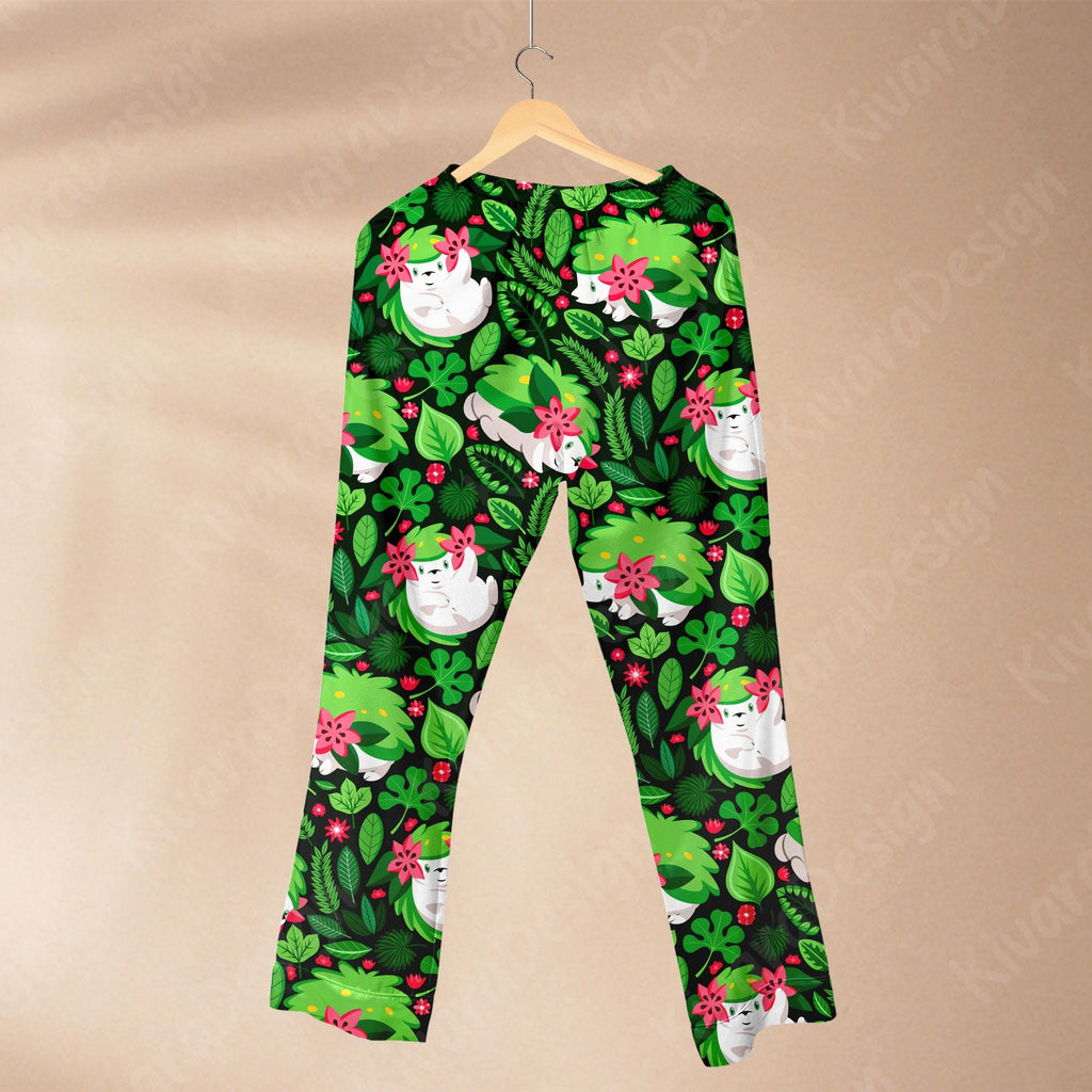Shaymin Pajamas Set Grass Hedgehog Anime Sleep Forest Loungewear Polyester Blend Tropical Couples Pajamas Set
