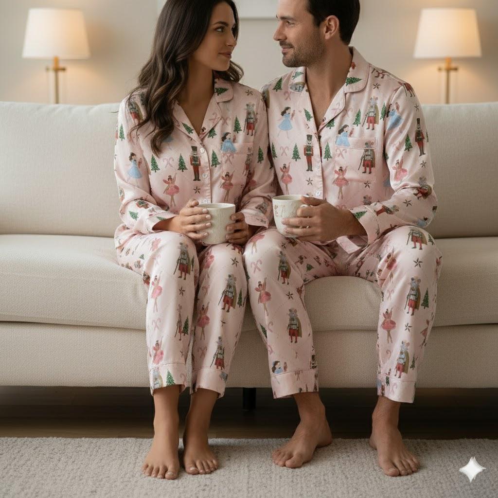 Nutcracker Ballet Christmas Satin Pajamas Set, Christmas Nutcracker Pajamas, Family Christmas Pajamas, Nutcracker Pajamas, Cozy Season Pjs
