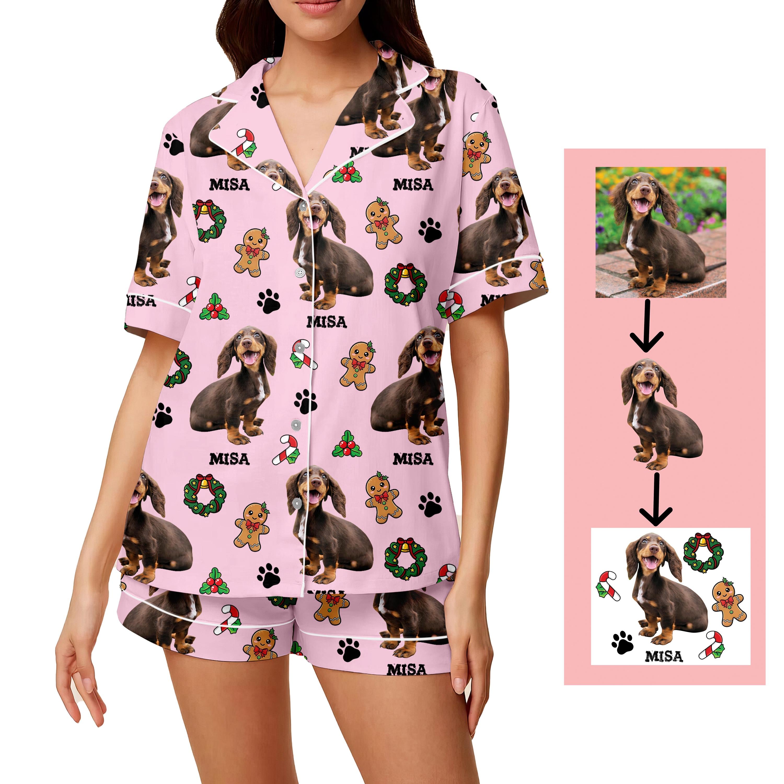 Personalized Face Pajamas Set, Custom Photo Sleepwear, Pet Lover Gift