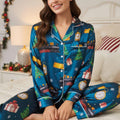 Christmas Train Satin Pajamas Set, Polar Express Inspired Sleepwear, Matching Family Xmas Pajama, Christmas Pajamas, Christmas Train Pajamas