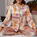 Showgirl Satin Pajamas Set, Music Lovers Pajamas, Girls Night Sleepover Outfit, Bachelorette Party Gift, Matching Pajamas for Best Friends