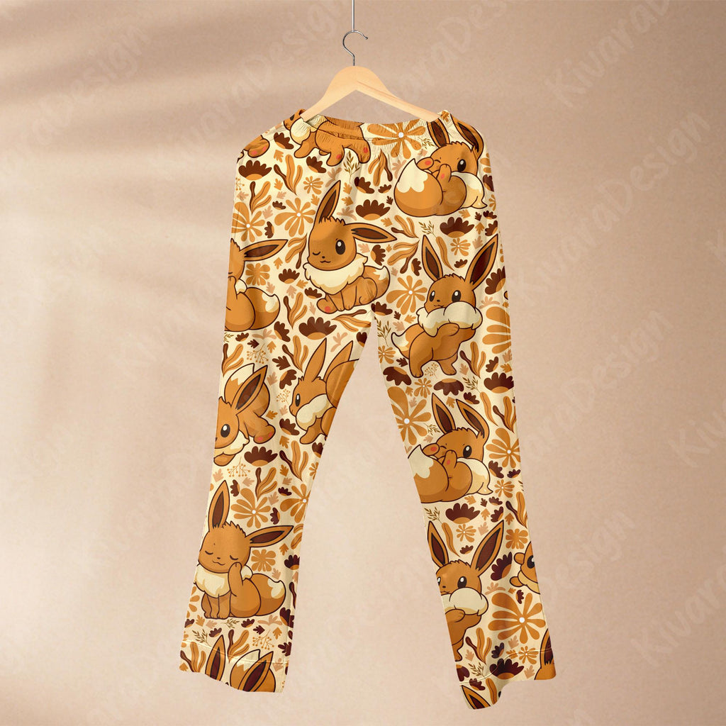 Eevees Pajamas Set Cuteness Legendary Evolution Anime Loungewear Polyester Blend Couples Manga Gifts