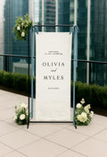 Linen Wedding Sign, Custom Fabric Welcome Banner, Modern Wedding Decor, Personalized Fabric Ceremony Sign, Hanging Table Sign FAB