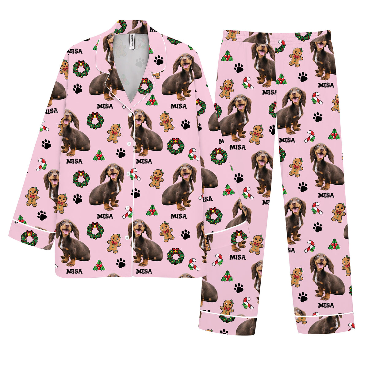 Personalized Face Pajamas Set, Custom Photo Sleepwear, Pet Lover Gift