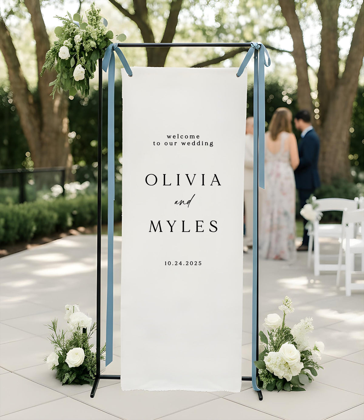 Linen Wedding Sign, Custom Fabric Welcome Banner, Modern Wedding Decor, Personalized Fabric Ceremony Sign, Hanging Table Sign FAB